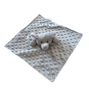 Elegant Baby Elephant Lovey Security Blanket Gray Minky Dot Satin Back Plush